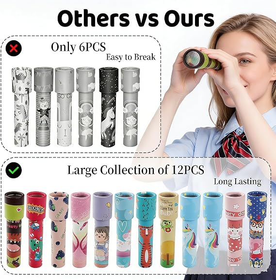 12pcs Classic Kaleidoscope Toy Set, Random Patterns, Party Bag Fillers