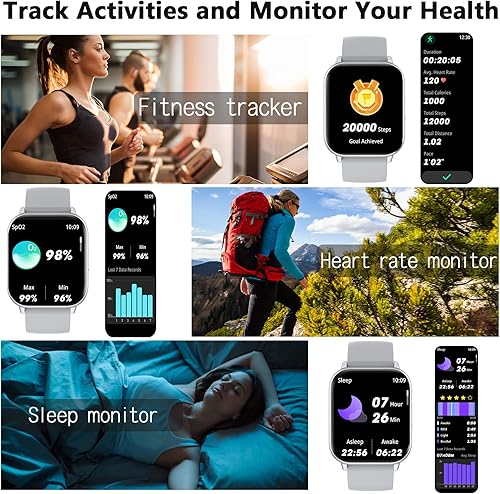 Miniatura 4 de Reloj inteligente, reloj inteligente con pantalla táctil con texto y llamadas, compatible con iPhone y Android, frecuencia cardíaca, oxígeno en