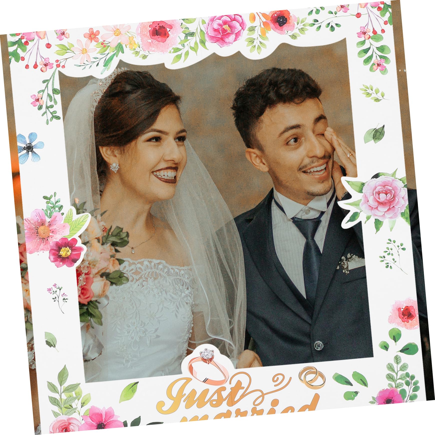 2stücke Blumenmuster Papier Foto-Rahmen Romantische Foto-Requisiten Für Hochzeiten Party-Dekorationen Kreative Selfie-Accessoires Langlebig Für Unvergessliche Momente