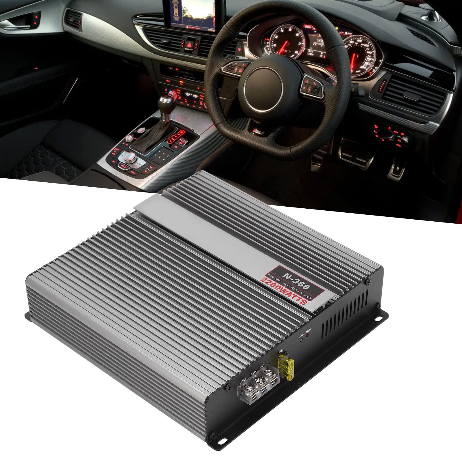Amplificateur audio de voiture, 12 V 2200 W argenté universel amplificateur stéréo de voiture amplificateur de caisson de basses audio pour automobile