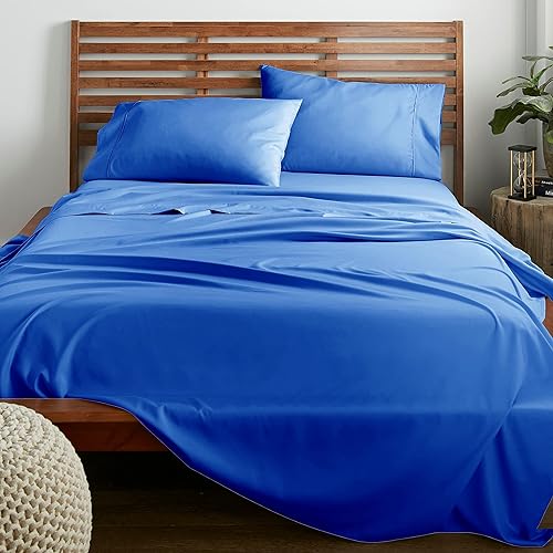 Miniatura 7 de safhome Juego de sábanas de 6 piezas de 21 pulgadas de profundidad para cama de tamaño individual, 6 piezas, 100% algodón egipcio, tejido de satén