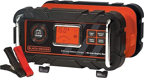 Miniatura 8 de Black + Decker BC15BD Cargador de batería de banco de 15 A con arranque del motor de 40 A y comprobación del alternador, Negro