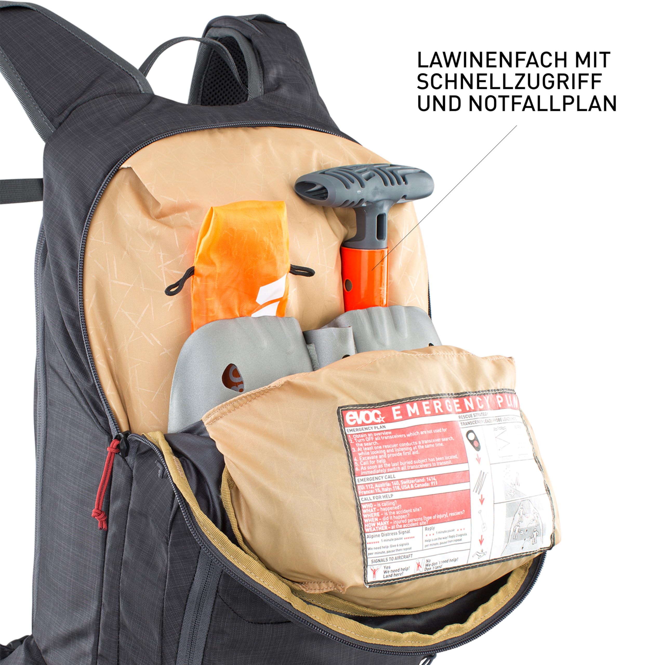EVOC LINE 20 Tourenrucksack, Skirucksack (NEURALITE SYSTEM, separates Lawinenfach mit Notfallplan, Ski-/Snowboard Befestigungsmöglichkeiten, Hüftgurttaschen, BODDY HUGGING), Staubrosa