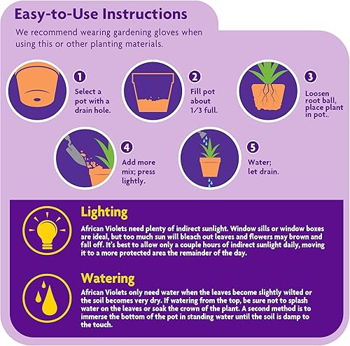 Miniatura 6 de Miracle-GRO - Mezcla para macetas de violeta africana, fertilizante añadido que alimenta hasta 6 meses, tierra para jardinería en contenedores, 8