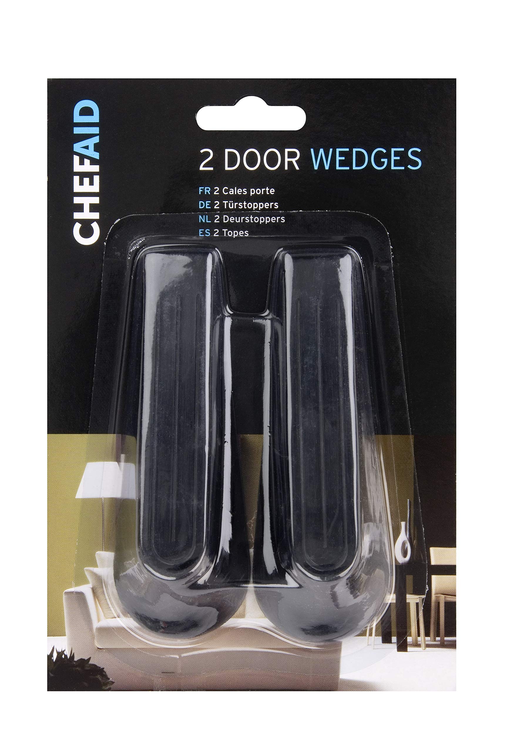 Chef Aid Door Wedges, A perfect tool for keeping Doors Opens, The Rubber Doorstop will wedge the door open without Scratching or slipping, Pack of 2 Door Stops
