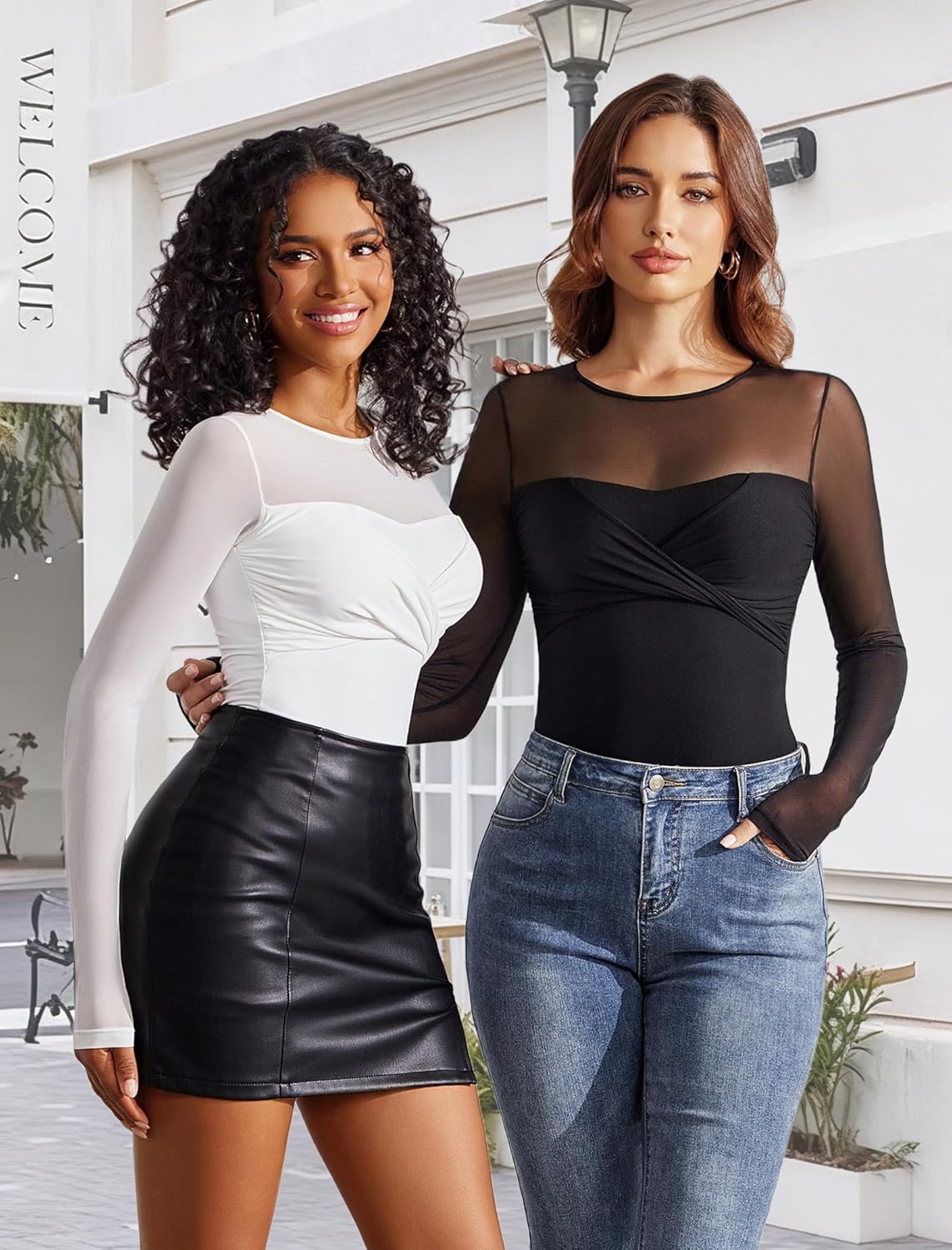 Avidlove Bodysuits for Women Long Sleeve Crew Neck Body Suit One Piece Sheer Leotard Twist Knot Going Out Tops - Image 5