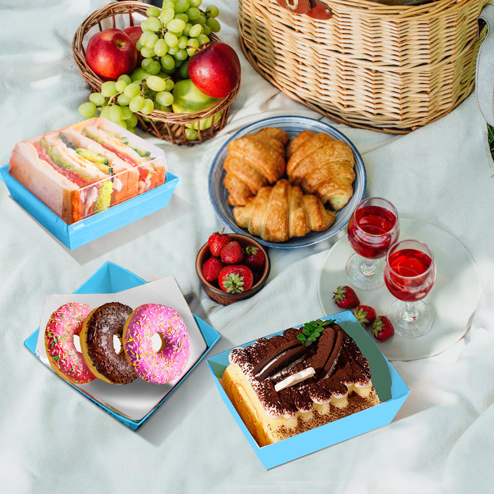CoKeeSun 30 Pièces Boîte Bento Cake, Boîtes à Tranches de Gâteau avec Couvercle Transparent, Boîtes à Desserts avec Papier de Cuisson et Autocollants, pour Cupcakes, Donut, Bonbon(Marron