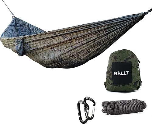 Hamaca y mosquetones para campamento juego portátil que incluye hamaca duradera hecha con nailon de paracaídas Ripstop, mosquetones ultraligeros de