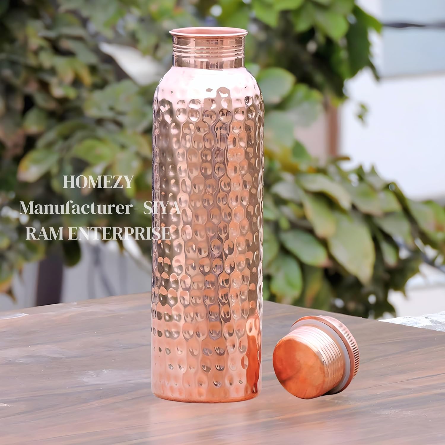 Copper Water Bottle (34oz/1000ml) 100% Pure Handmade Hammered Ayurvedic Pure Copper Vessel for Drinking Heavy Duty & Leak-proof - Image 2