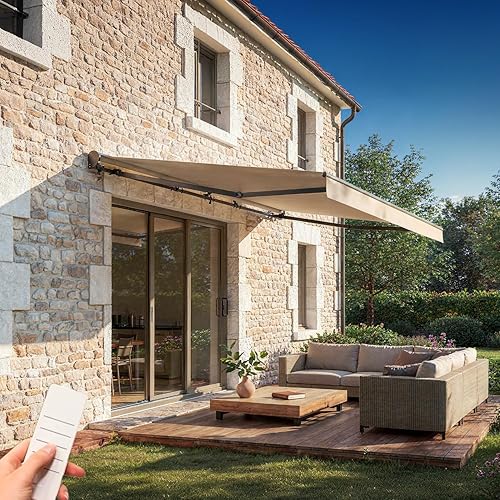 Cazeboo Store banne motorisé Semi-Coffre 495x300 cm Beige - Cazeboo