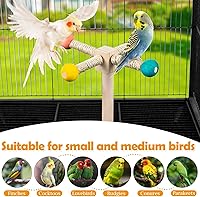 Vista 17 de Juguetes de madera para periquitos, 11 unidades, para pájaros, plataforma, columpio, colgante, masticar, juguete para escalar, escalar, jaula