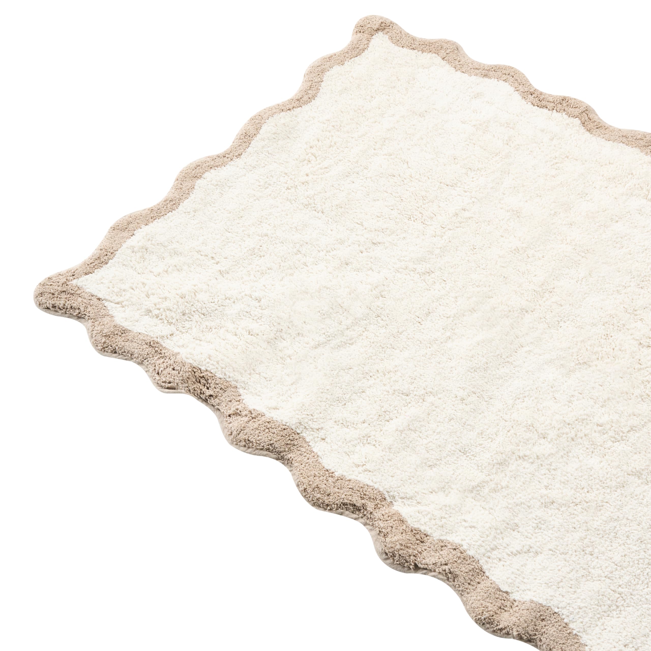 Beliani Tappeto da bagno in cotone rettangolare 80 x 150 cm beige e marrone