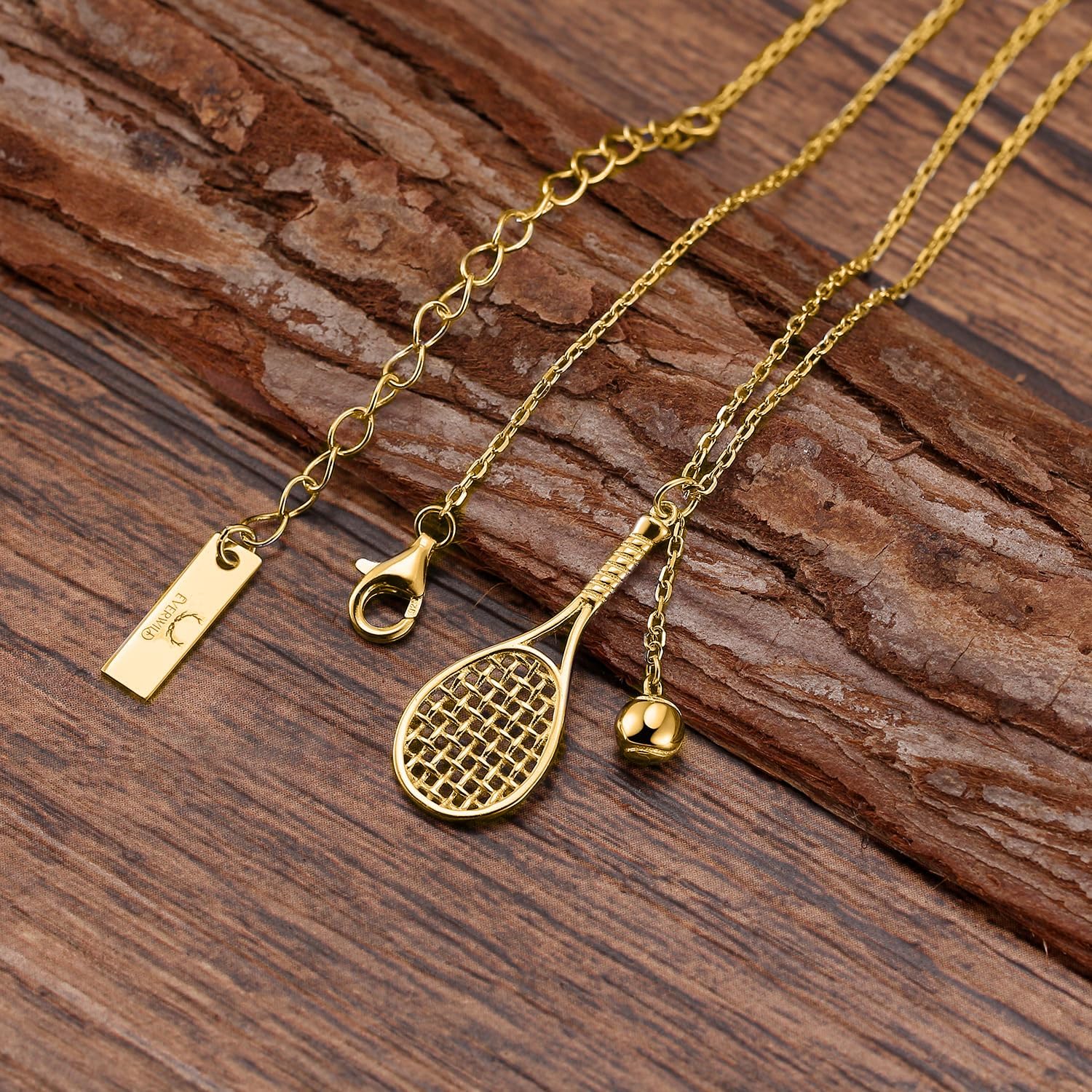 Lovematch Tennis Racket and Ball Necklace - 18k Gold Necklace for Women | Gift for Her, Present For Birthday, Valentine's day, Wedding Anniversary and Christmas Gifts for Tennis Lovers