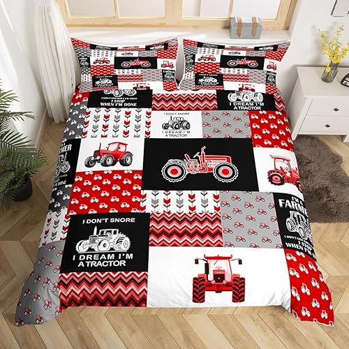 Miniatura 2 de Feelyou Juego de funda de edredón de tractor de dibujos animados para niños y niños pequeños, funda de edredón para vehículos y camiones,