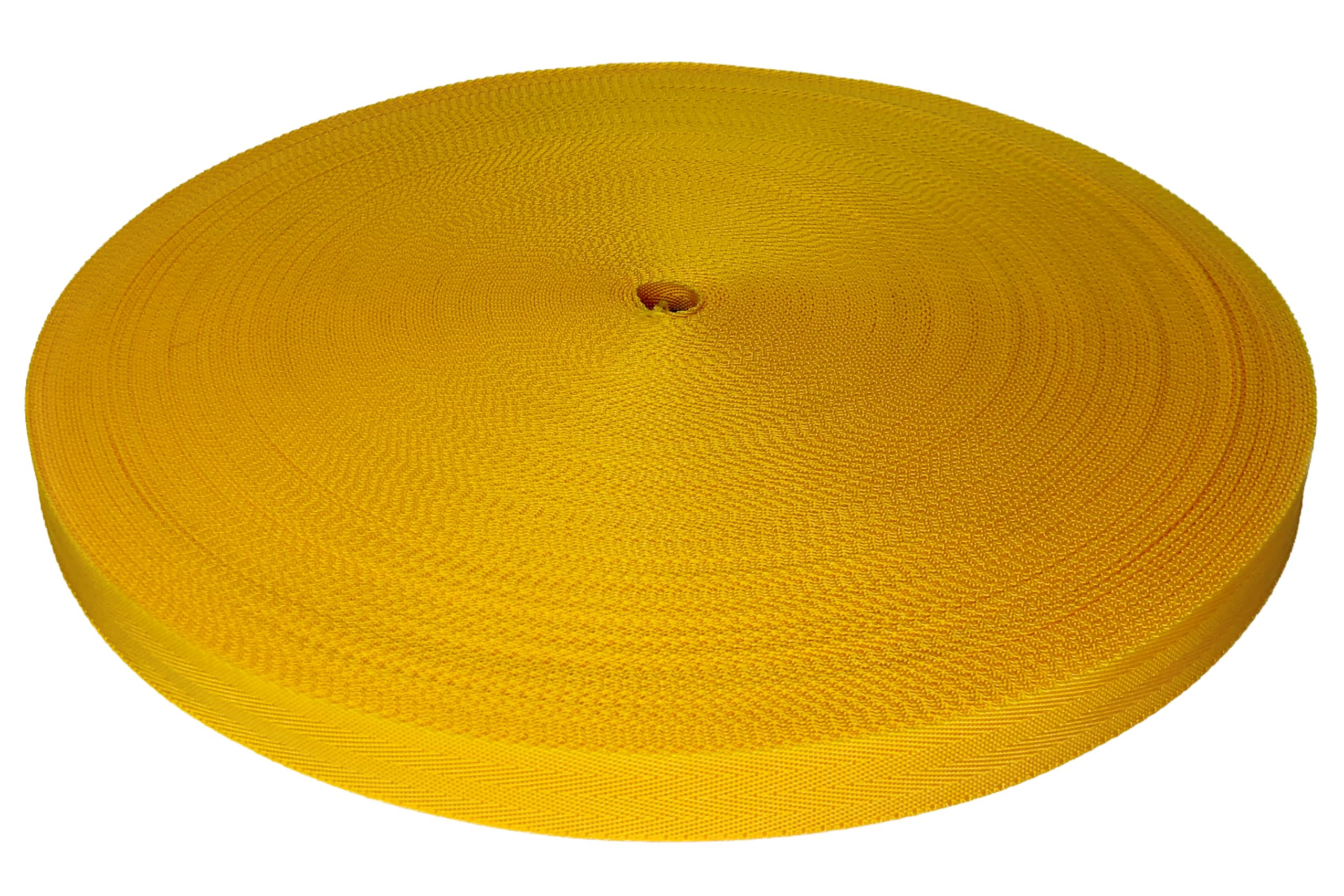 Trimz Polypropylene Herringbone Webbing - 50mm x 100m - Yellow Heavy Duty Strap for Bags, Crafts and DIY