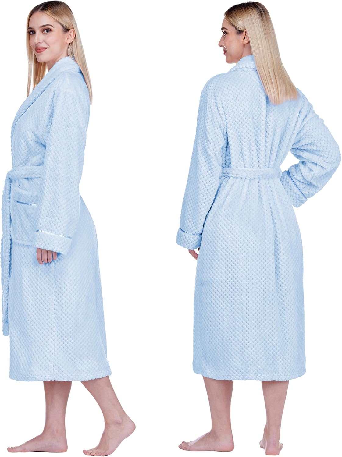 PAVILIA Women Plush Fleece Robe, Soft Textured Bathrobe, Lady Cozy Spa Long Robe - Image 2