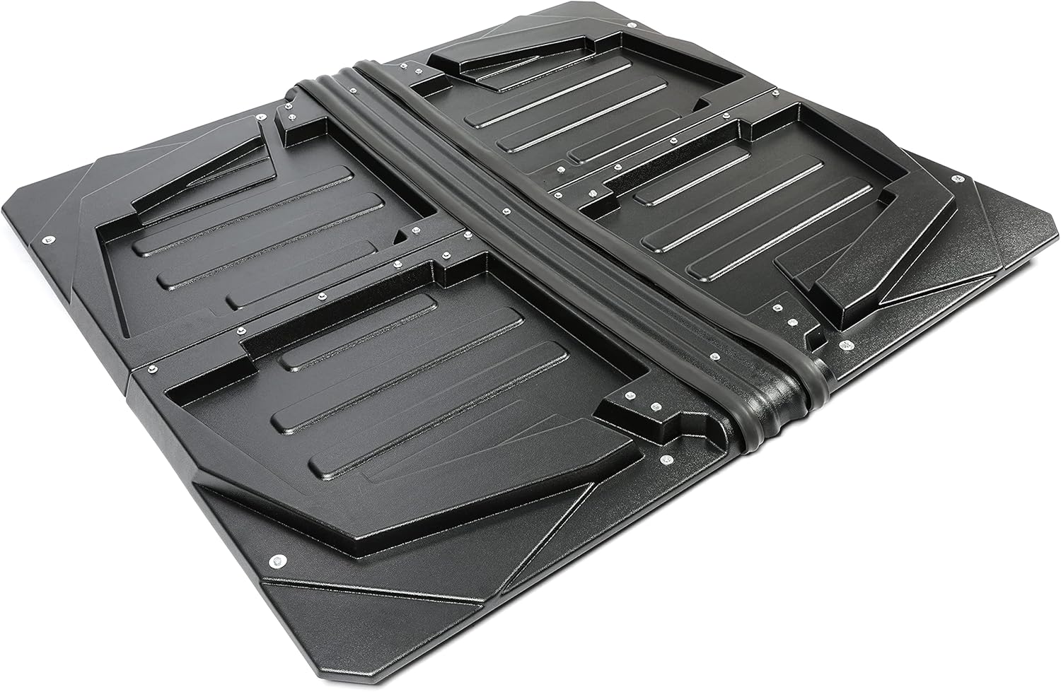 HECASA 4-Piece Hard Roof Top Compatible with 2009-2014 Polaris Ranger Crew 800 with Round Roll Cage Tubing Only Plastic Black