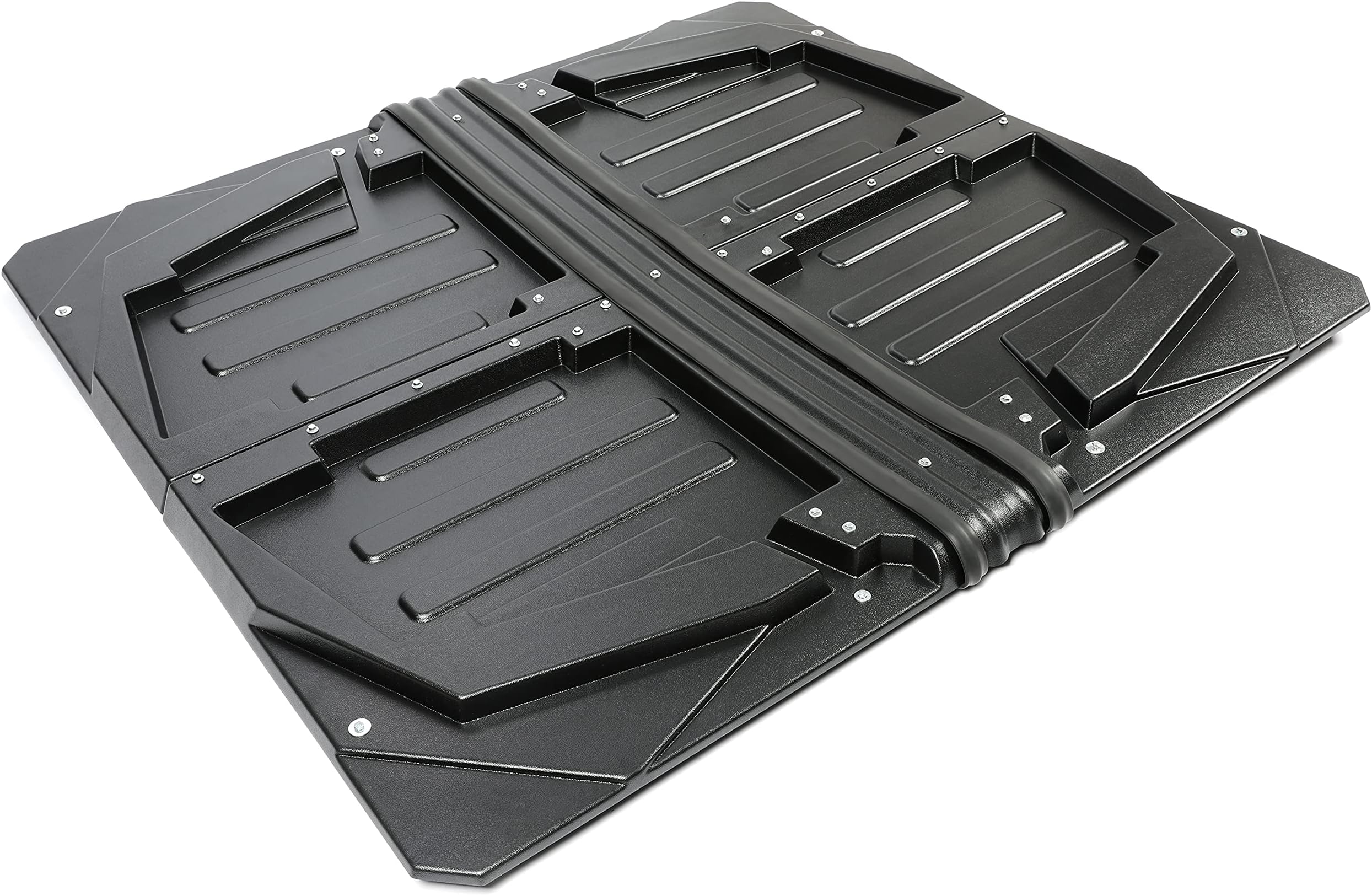 HECASA 4-Piece Hard Roof Top Compatible with 2009-2014 Polaris Ranger Crew 800 with Round Roll Cage Tubing Only Plastic Black