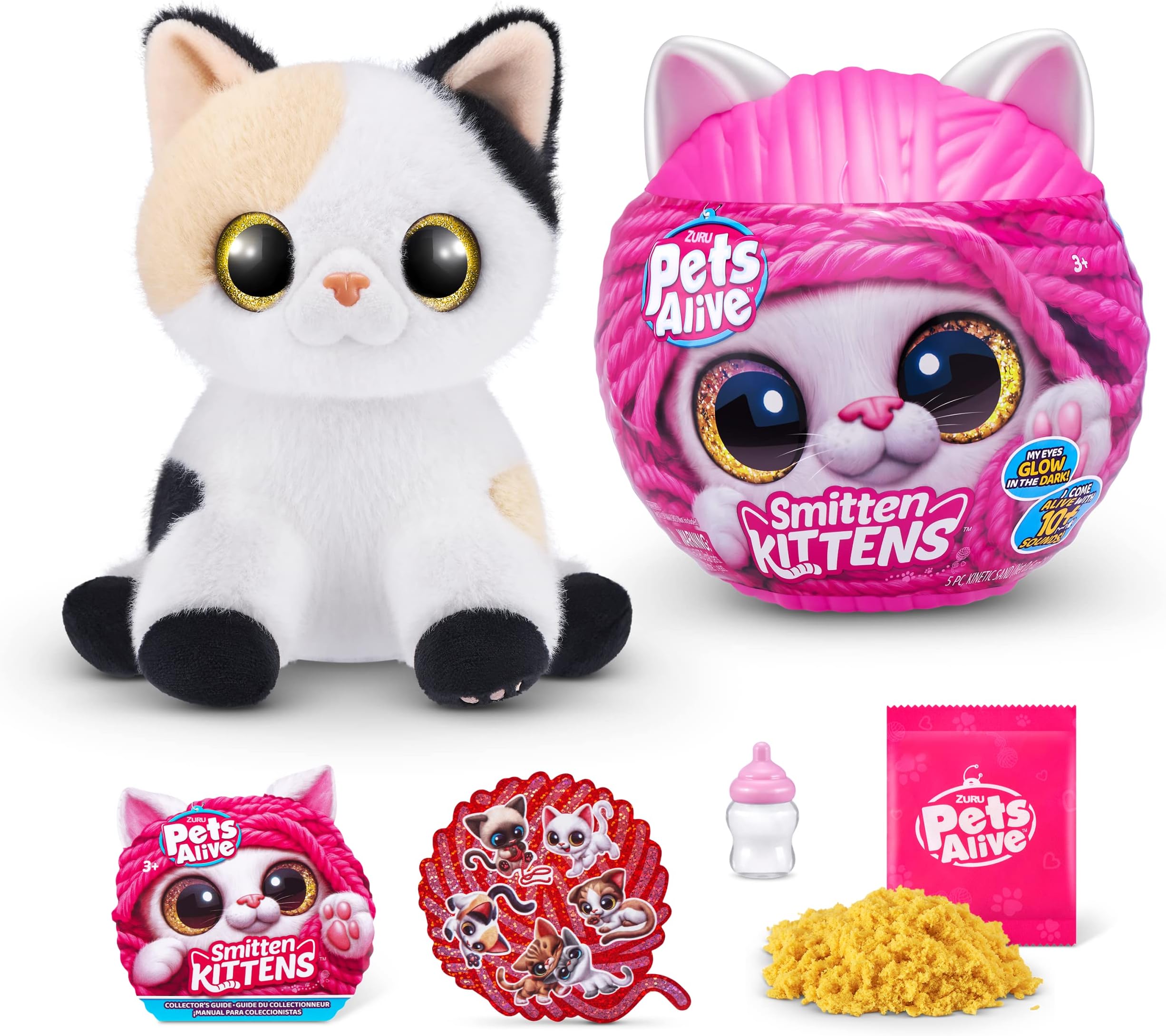 Pets Alive Smitten Minx by ZURU, Electronic Soft Plush Toy, Robotic Pet Plushies & Interactive Play for Kids with 10 Real Kitty Sounds
