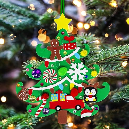 Miniatura 2 de Winlyn 24 juegos de adornos de árbol de Navidad, juegos de arte para manualidades, kits de manualidades de Navidad, pino, muñeco de nieve, copo de