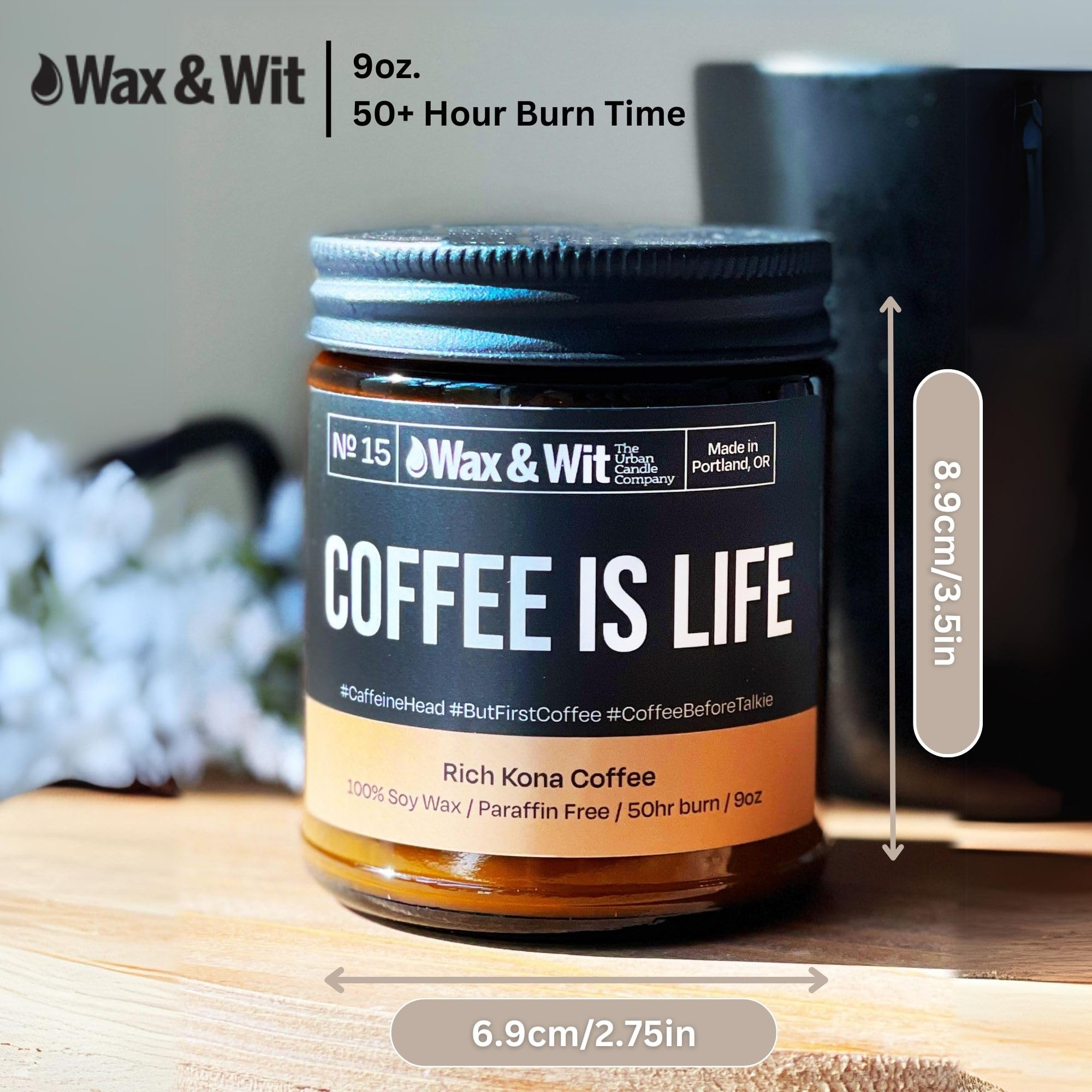 Wax & Wit Funny Coffee Candle - Vela de cera de soja para aromaterapia, regalos únicos para mujeres y hombres, decoración del hogar y la oficina, vertida a mano en Estados Unidos, 9 onzas