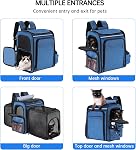Cat Backpack Carrier,Double Side Expandable Cat Carrier Backpack,Dog Carrier Backpack for Medium Cats and Small Dogs,Puppies Up to 20 Lbs,Pets Carrier Backpack with Breathable Mesh (Blue)