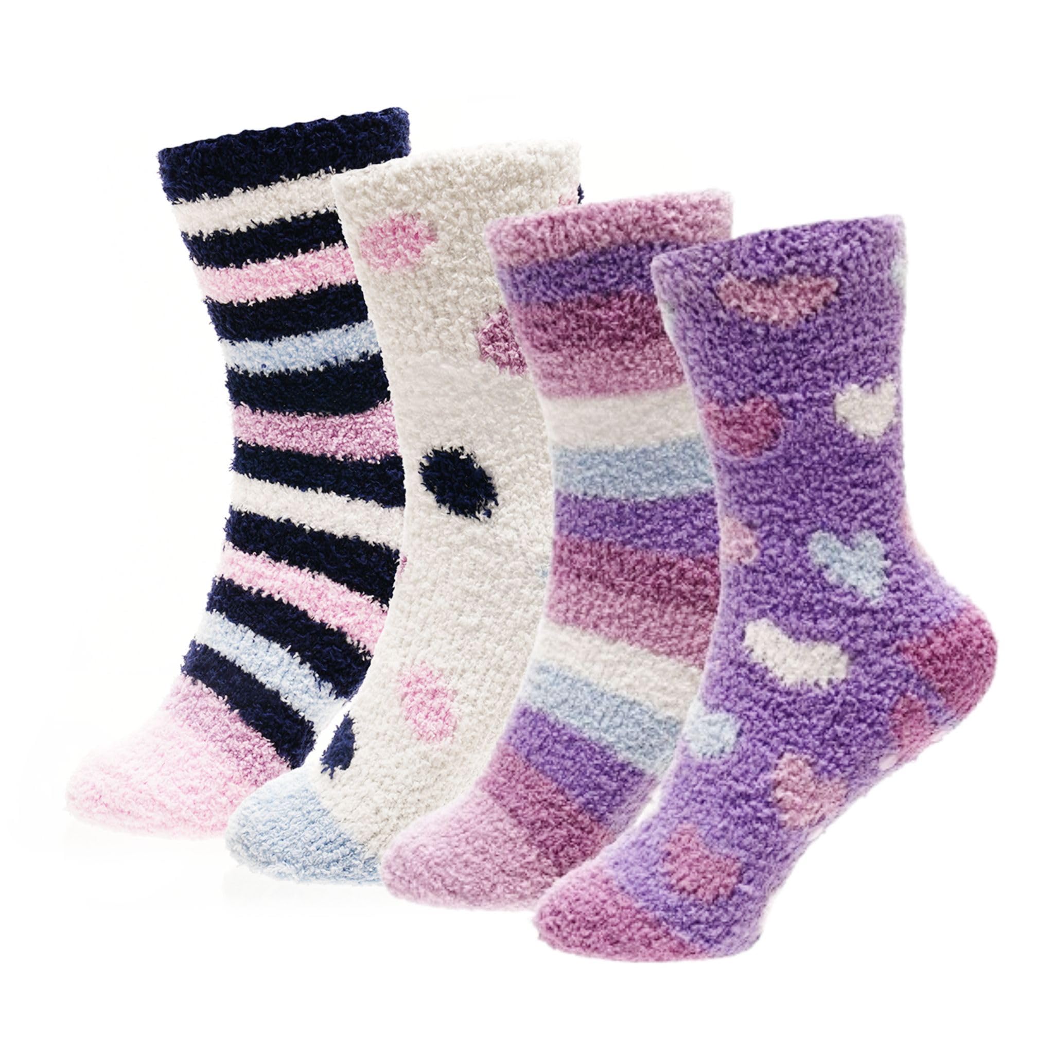 Calcetines esponjosos para niñas y niños, agarre antideslizante, calcetines de cama, súper suaves y mullidos, calcetines térmicos acogedores, paquete de 4 pares