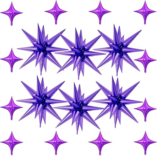 Miniatura 13 de 18 globos de estrella rojos, verdes y dorados, globos de aluminio de estrellas de Navidad con 6 globos de estrella en explosión de 22 pulgadas, 12