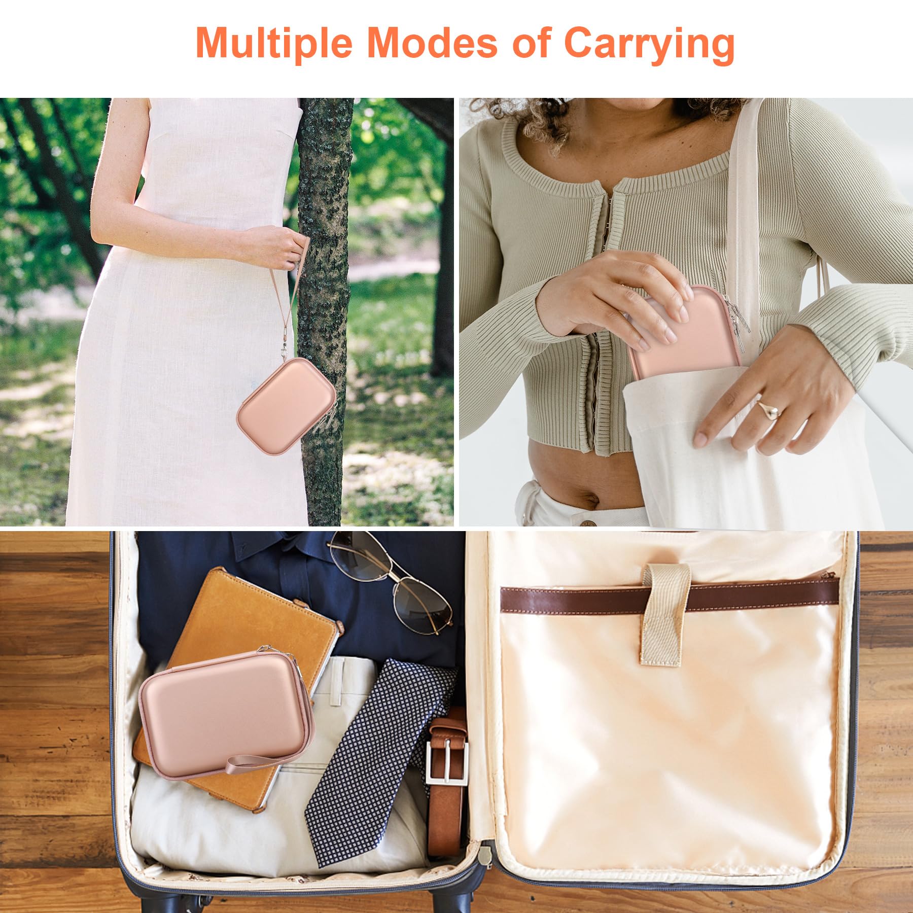 Canboc Carrying Case for Fujifilm Instax Mini Link 3/2/1/ Instax Mini Link+ Smartphone Printer, Mesh Pocket fit Instant Film and Cable, Soft Pink (Case Only): Rose Gold