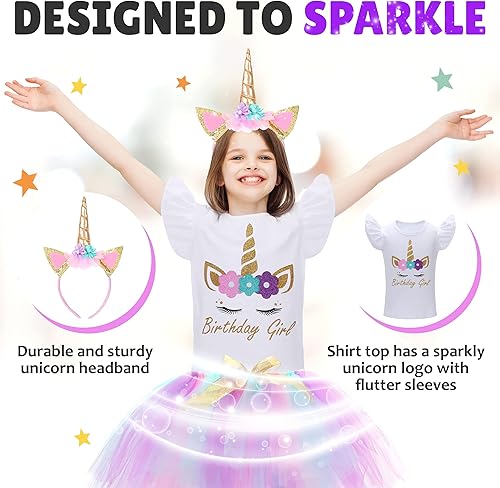 Miniatura 3 de Unicorn Birthday Outfit for Girl Unicorn Tutu Dress Birthday Girl Shirt with Headband
