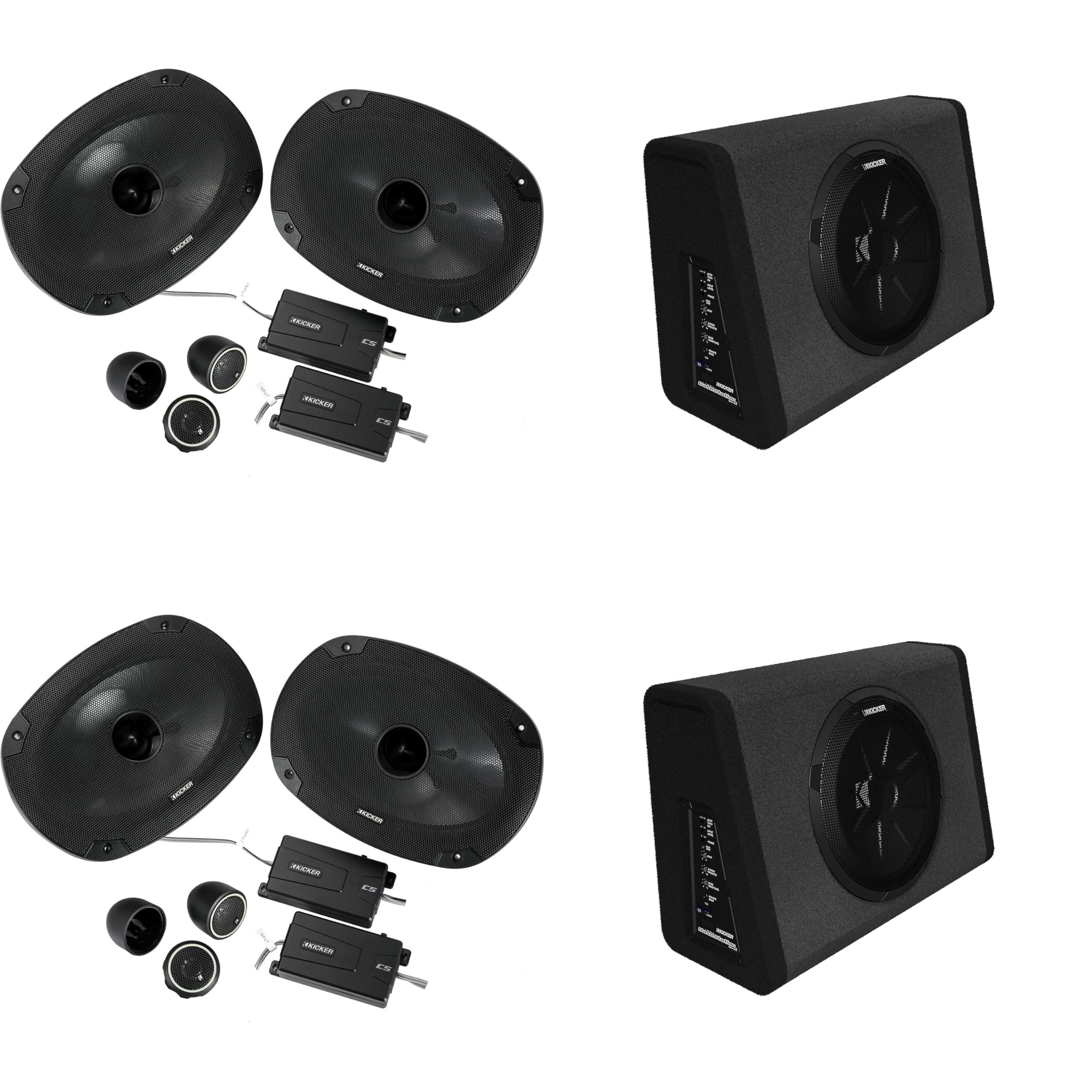 KICKER (2 11PT250 Powered Sub Enclosure & (2) 46CSS694 6x9 Component Bundle