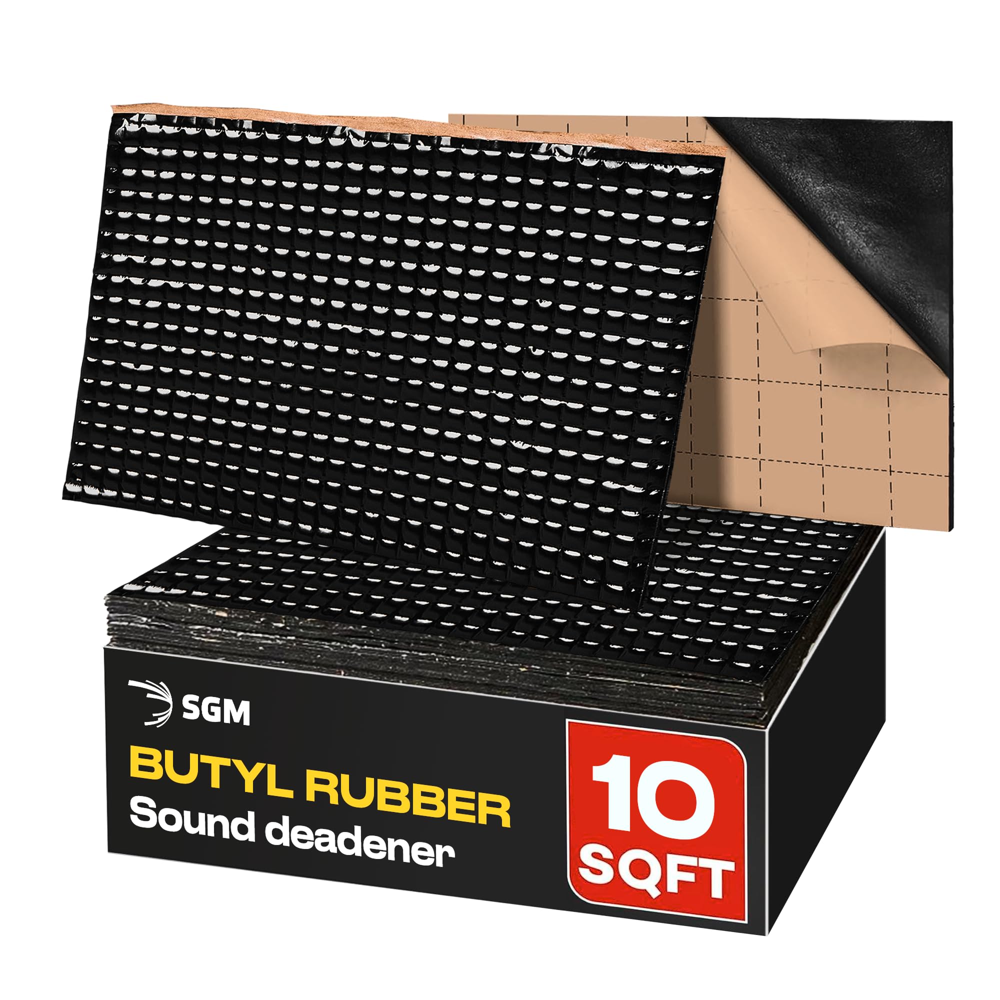 SGM Black 2 mm 10 sqft (0.92 sqm) Auto Schalldämpfungsmatte, Automobil-Schalldämpfung, selbstklebendes Butyl-Auto-Schalldämpfungsmaterial, Audio-Geräuschdämmung und Dämpfungsblätter