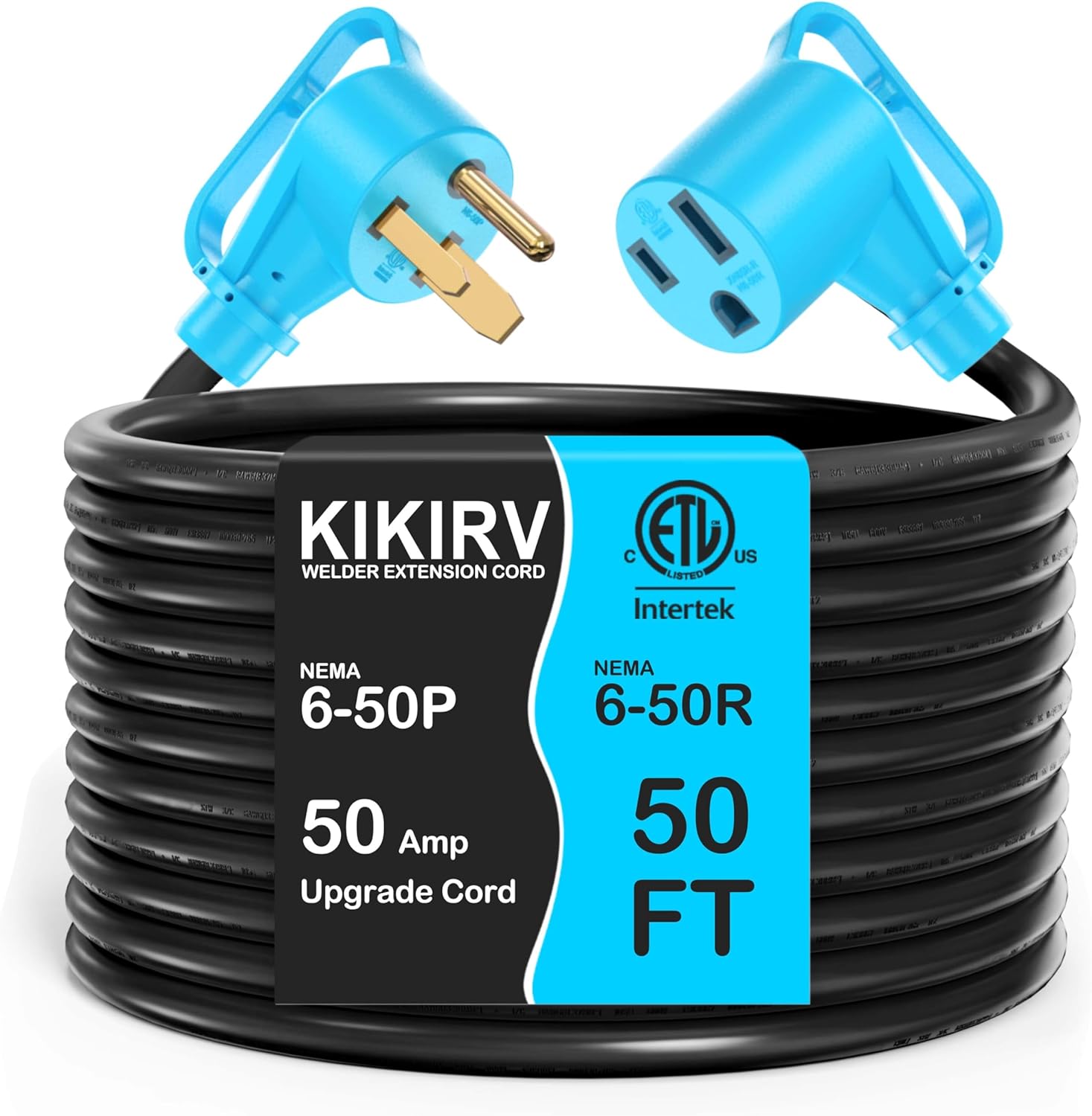 50Amp 25FT Welder Extension Cord 10 AWG, 250V NEMA 6-50P to 6-50R Heavy Duty Power Extension Cord for Welder Plasma MIG TIG Cutter