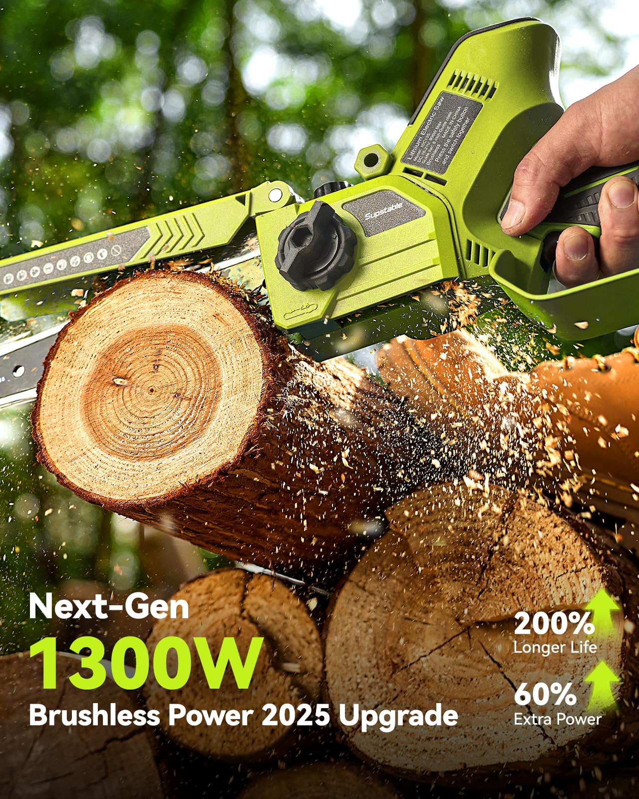 Mini Tronconneuse à Batterie 8000mAh 8 Pouces 6 Pouces Sans Fil 1300W Elagueuse avec Système d'Huile Automatique