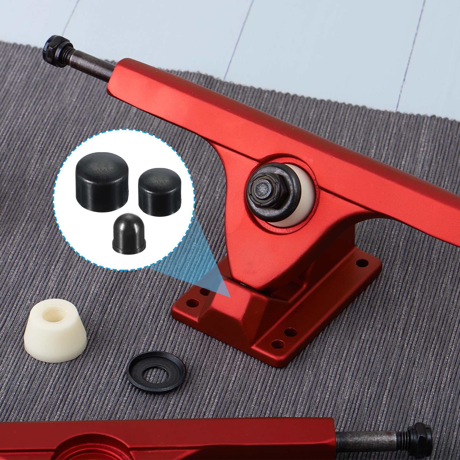 PATIKIL Guarnizioni per Skateboard, Set di Ricostruzione per Cuscinetti di Ricambio per Truck Long-Board per Parti di Skateboard Esterno 18mm 16mm 12mm, Nero