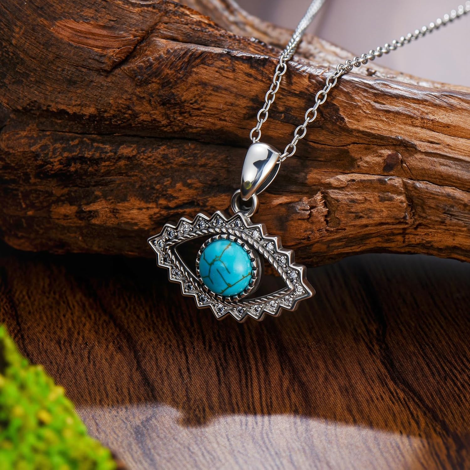 Turquoise Evil Eye Necklace 925 Sterling Silver Natural Turquoise Mal de Ojo Pendant Protection Evil Eye Necklace Jewelry Gifts Women Mom Wife Her - Image 3