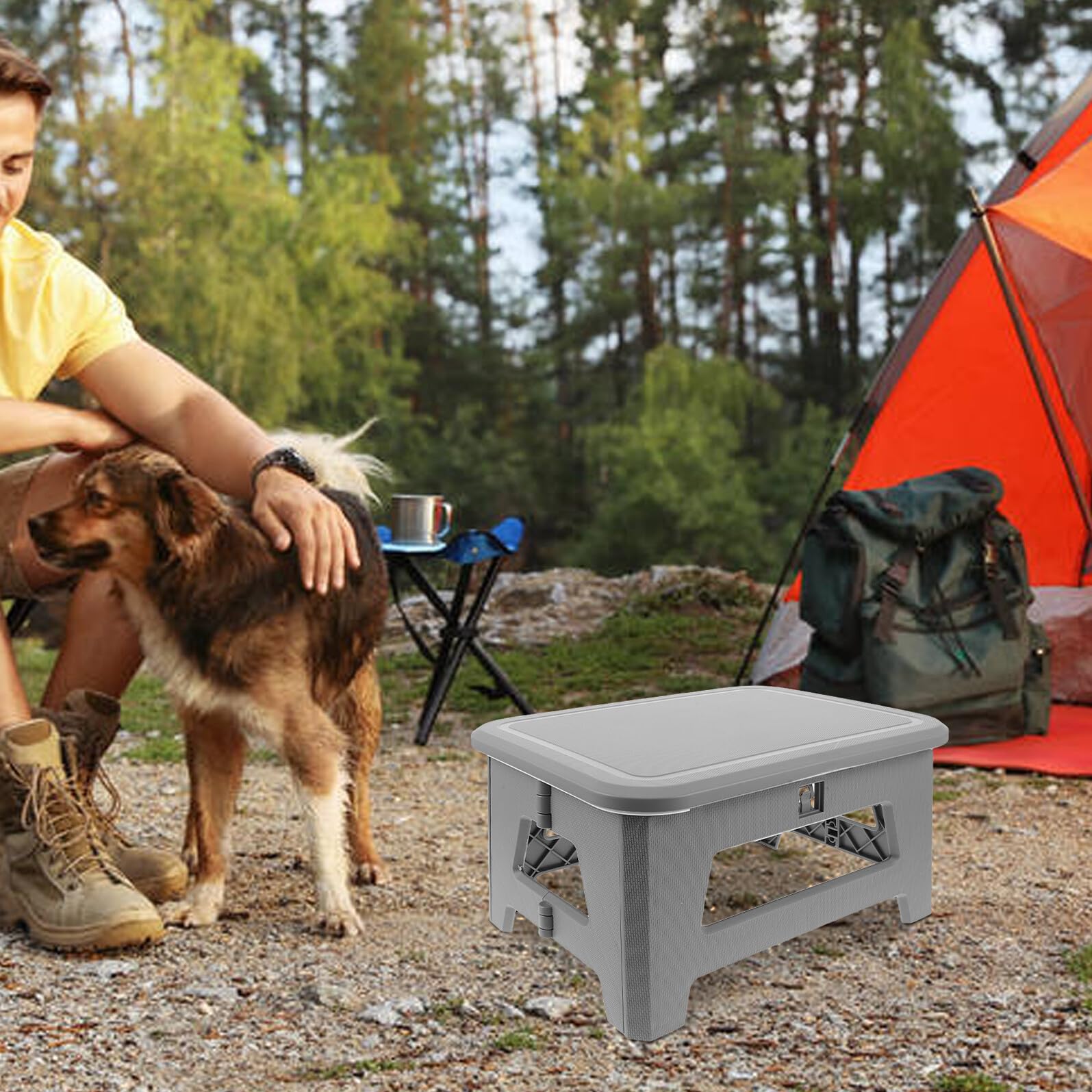 PRETYZOOM Taburete Plegable Portátil para Camping Inodoro Plegable Compacto para Adultos Diseño Discreto y Estable para Emergencias y Viajes al Aire Color Gris Pequeño