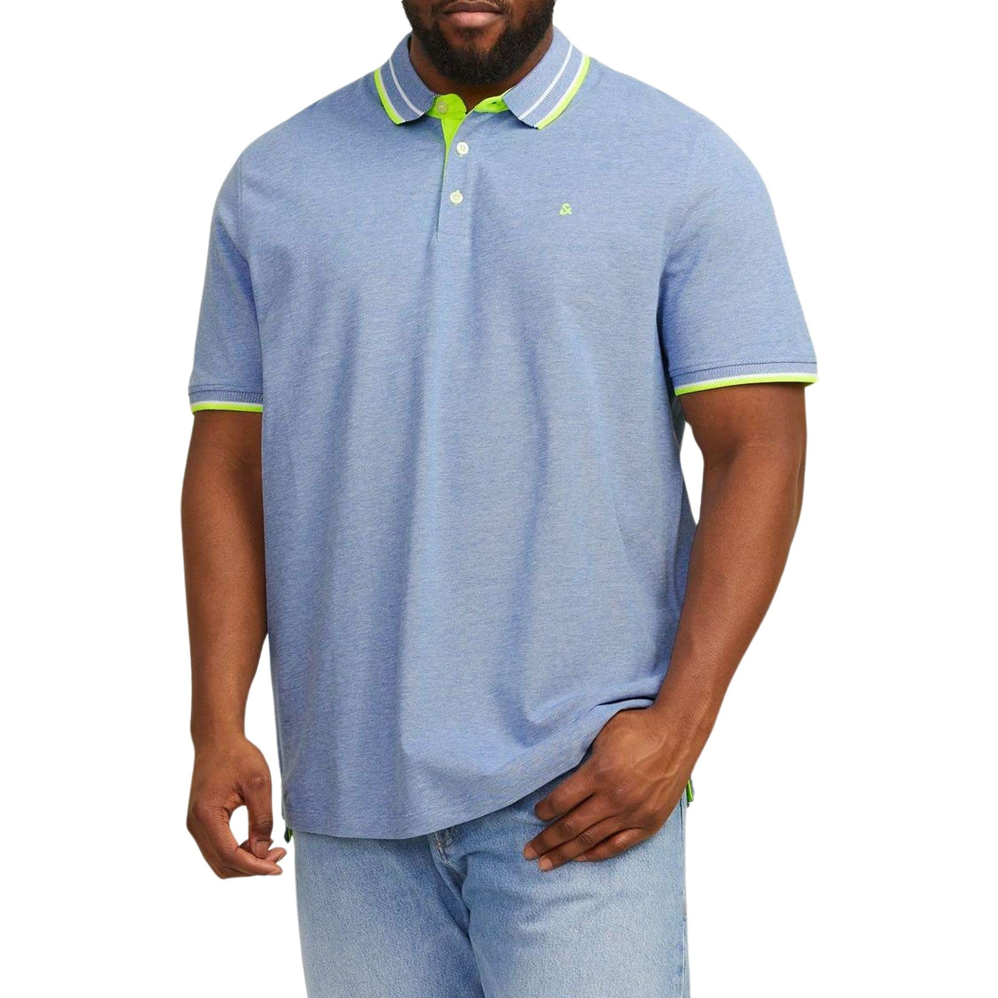 Jack & Jones Men's Bright Cobalt / Detail: Neon Jjepaulos Polo Ss Noos Pls Chino Trousers, Bright Cobalt/Detail: Neon, 6XL