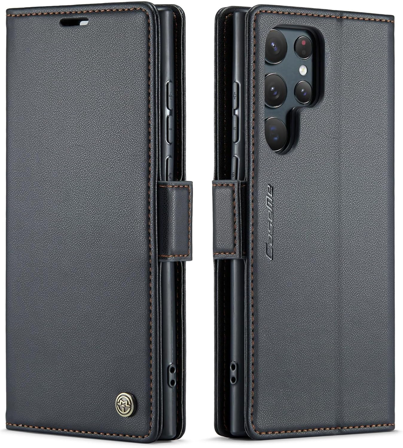 QLTYPRI Wallet Case for Samsung Galaxy S22 Ultra, Premium PU Leather Magnetic Flip Folio Case with RFID Blocking Credit Card Slots Kickstand Shockproof Protective Phone Case Cover - Black