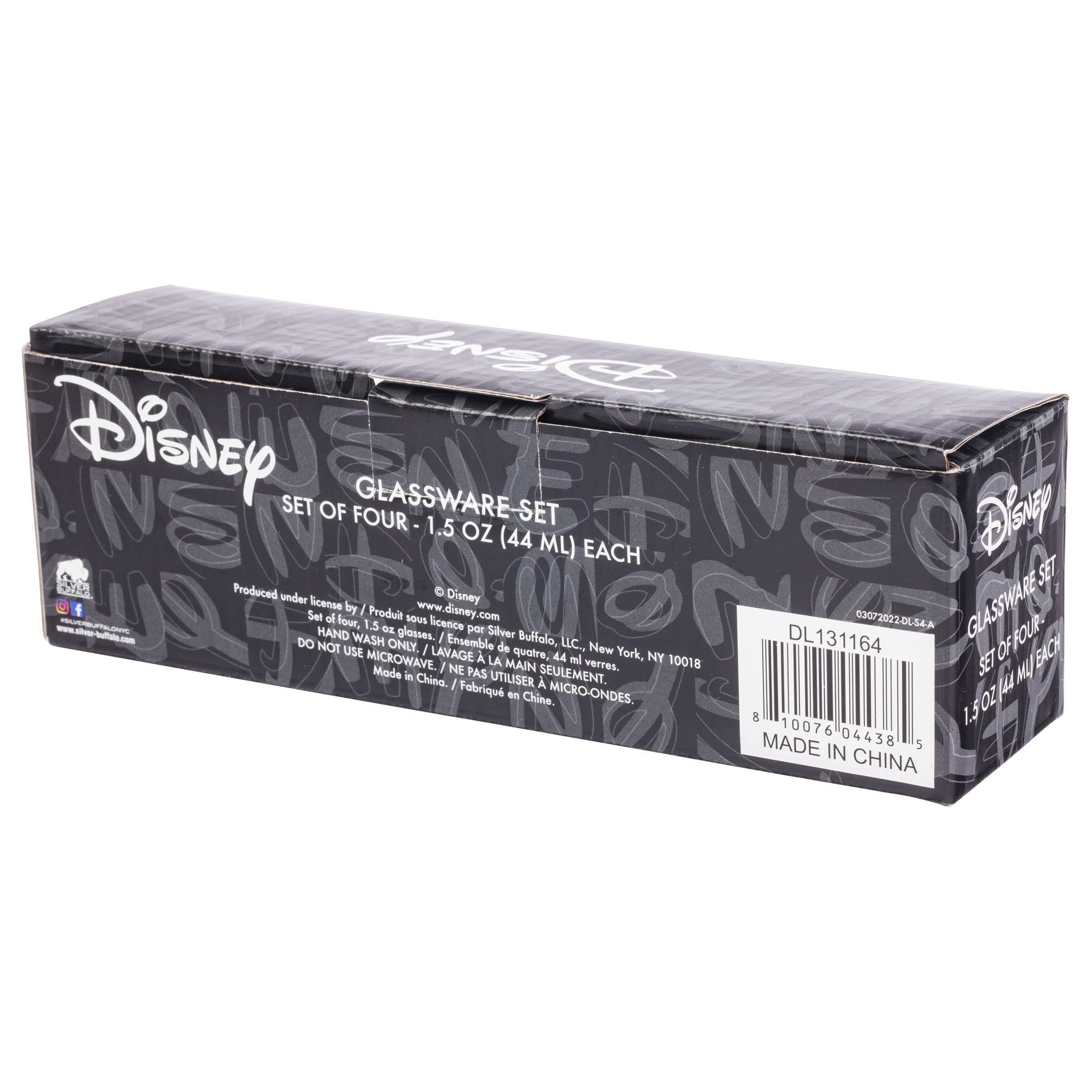 Silver Buffalo Mickey Minnie Rainbow Warp Mini-Glas-Set, 42,5 ml, 4 Stück