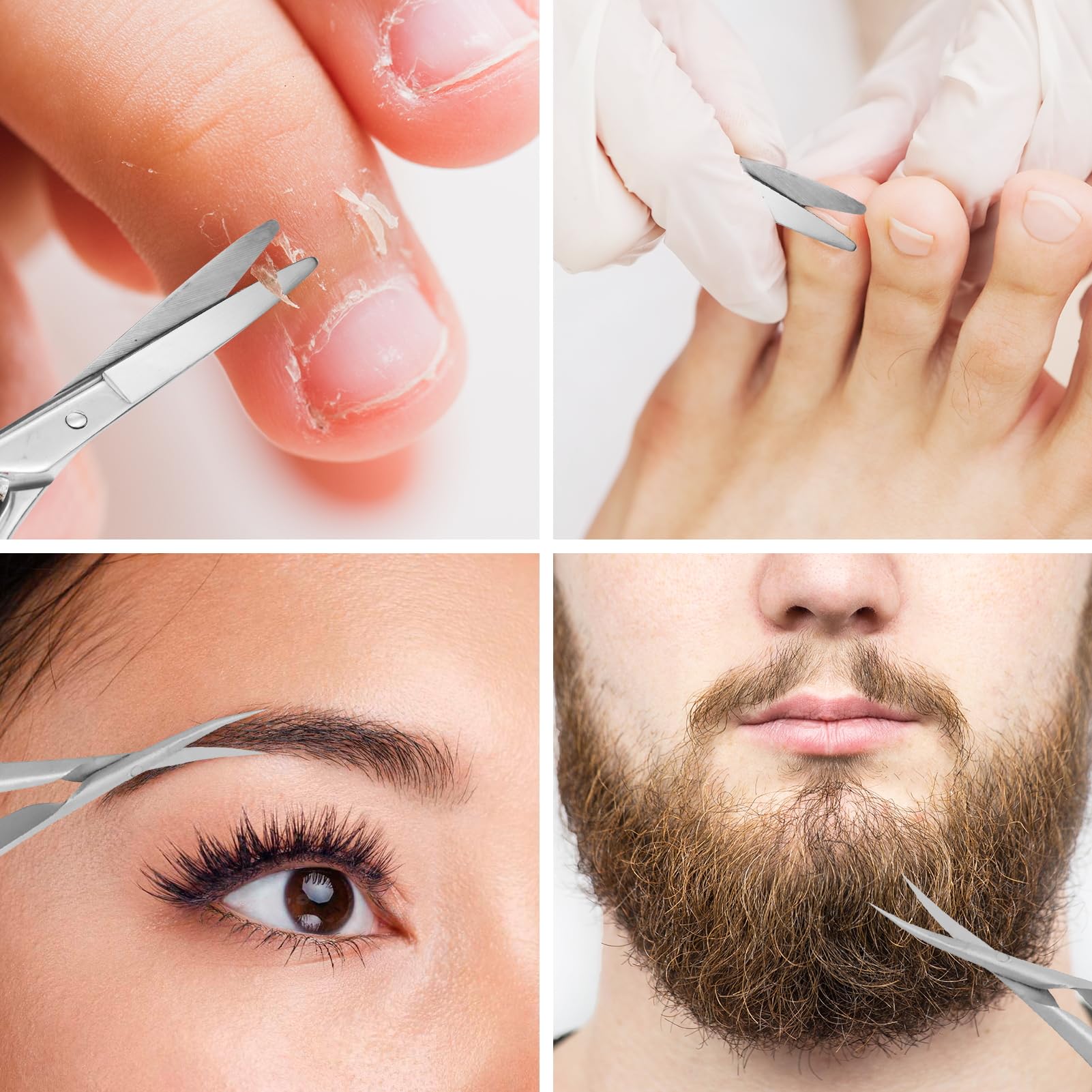 Tijeras para cutículas extra finas y curvas, profesionales, precisas, puntiagudas, para cejas, pestañas, uñas y piel seca, con 1 pieza de tijeras pequeñas
