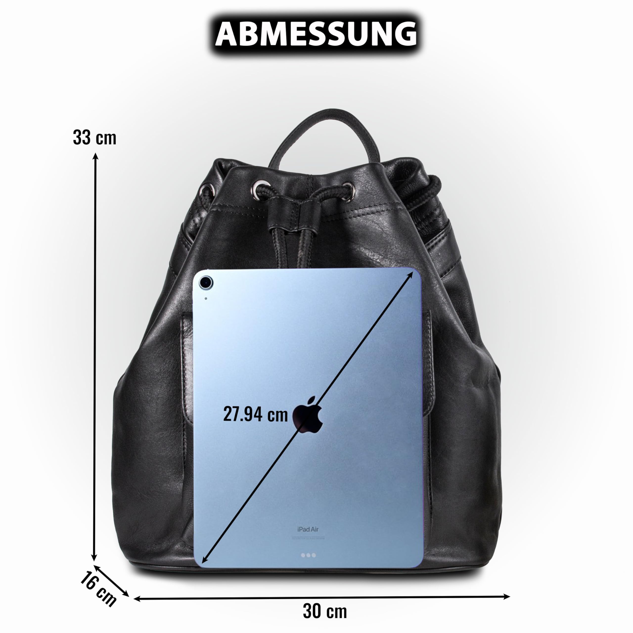 MATADOR Rucksack Tasche 2 in 1 Damen Leder #ROM, Stilvoller Rucksack Damen Schwarz für Alltag, eleganter Cityrucksack oder Lederrucksack, Robuste Rucksackhandtaschen mit Kordelzug, Schwarz Nappa