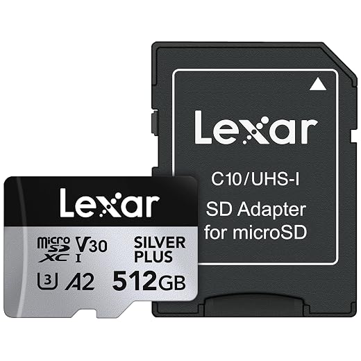Lexar 128 GB (2-pack) professionellt silver plus microSDXC-minneskort med SD-adapter, UHS-I, C10, U3, V30, Full-HD och 4K video, upp till 205/150 MB/s läsa/skriva, för videografer, spelare