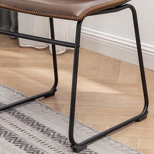 Miniatura 7 de Roundhill Furniture Aryven - Juego de mesa de comedor industrial de 7 piezas y 6 sillas de piel sintética pino oscuro rústico y gris antiguo