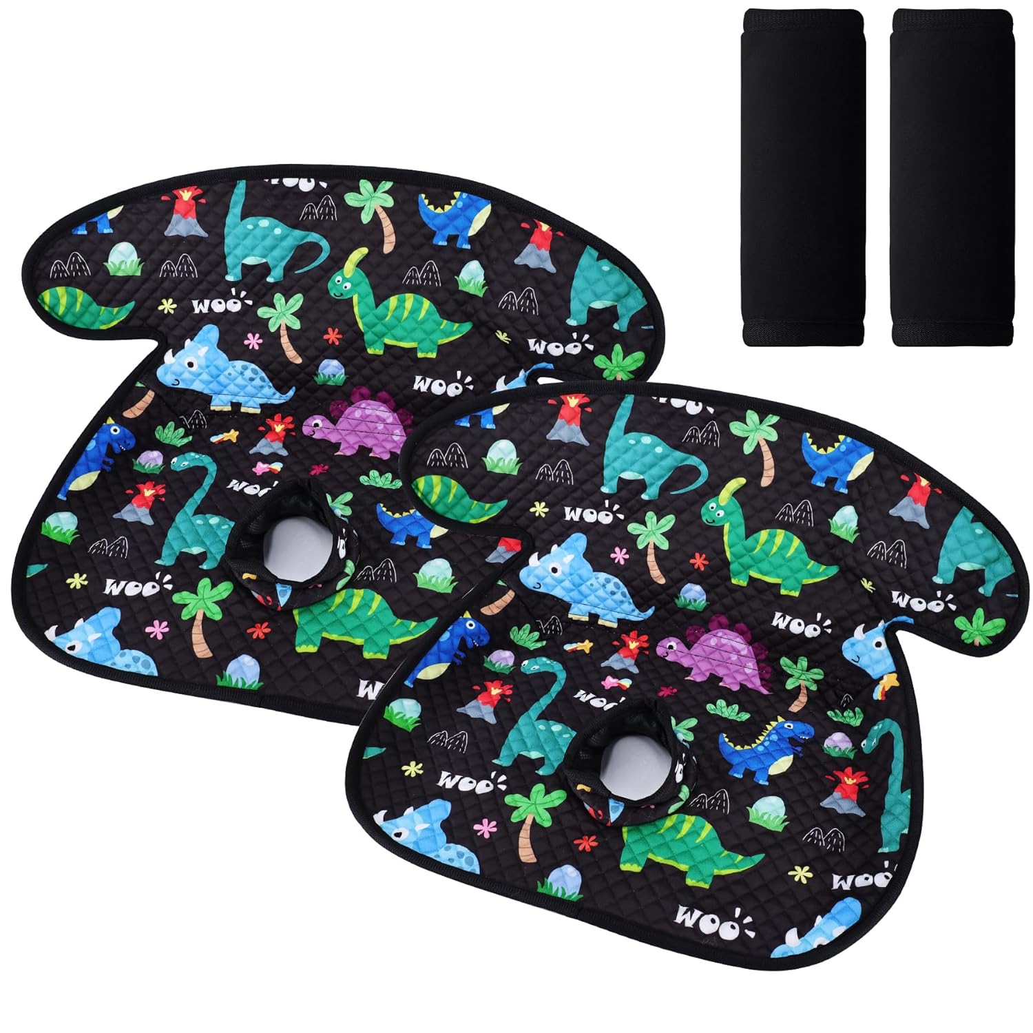 Car Seat Potty Training Protector, 2 Pack Waterproof Piddle Pad Carseat for Baby Toddlers, Leak-Proof Car Seat Liner with Non-Slip Back & 2 Strap Covers, Machine Washable - Black