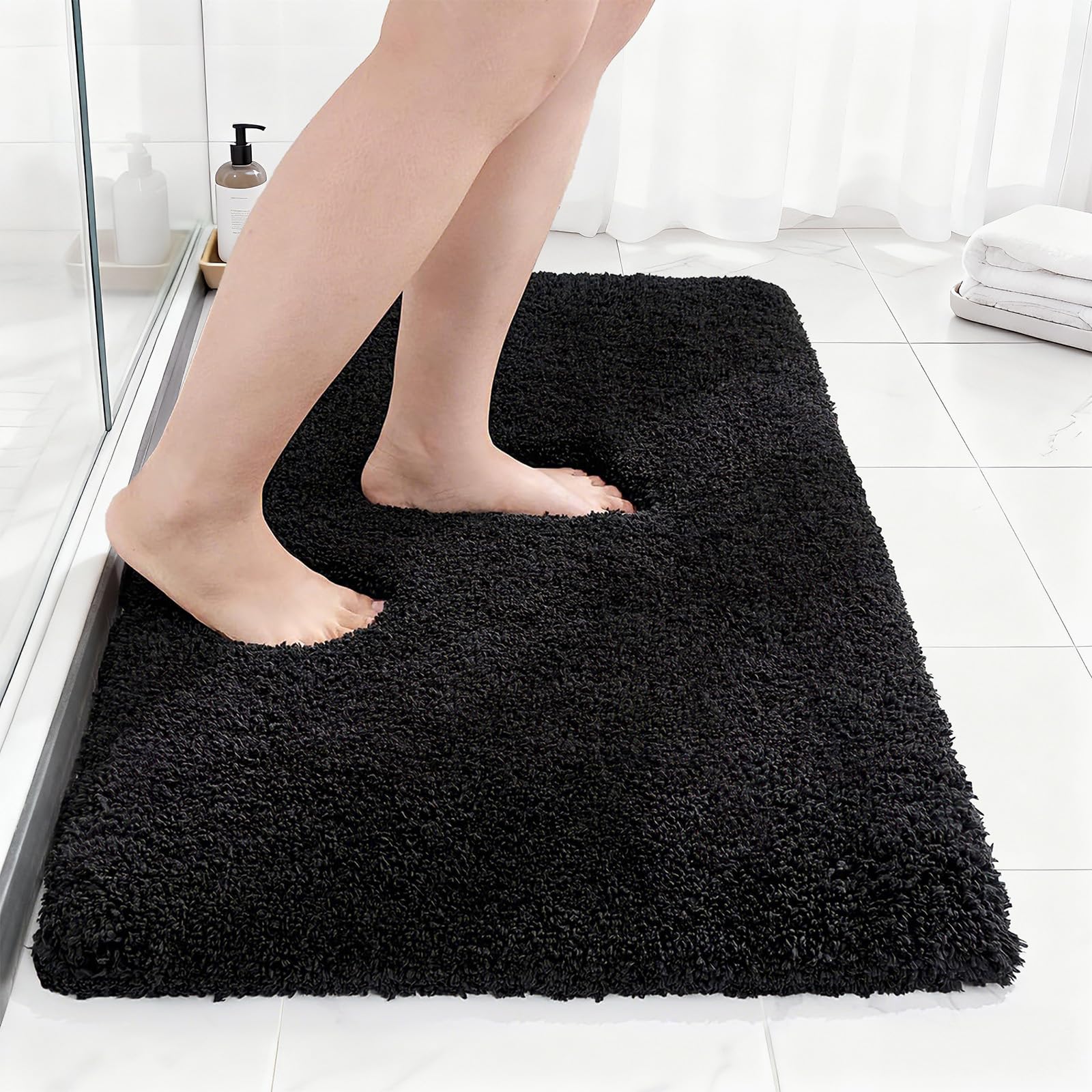 Tuocal Microfiber Thickened Bath Mat, Non Slip Super Absorbent Ultra Soft Bathroom Mat, Machine Washable Quick Dry Bath Rug Foot Mat For Bathroom, 40 x 60 cm