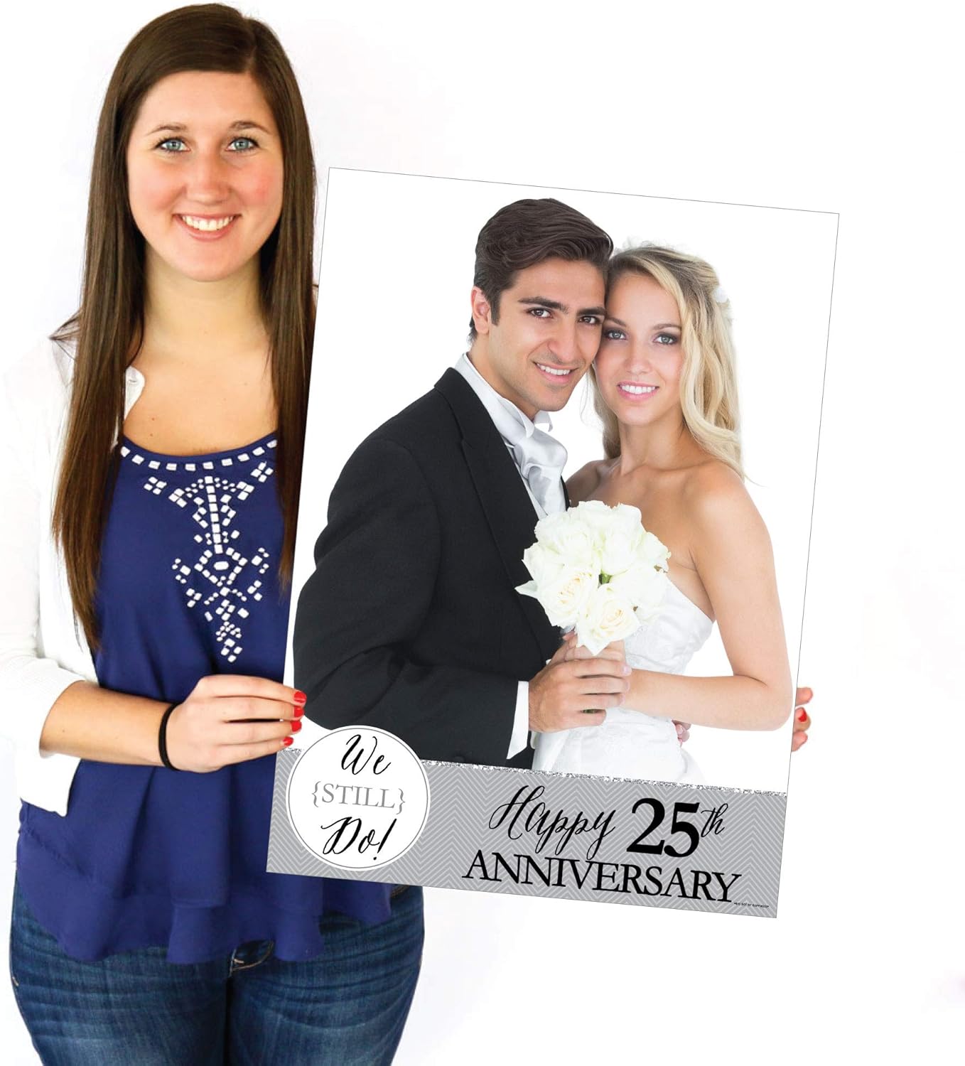 Big Dot of Happiness Custom We Still Do - 25th Wedding Anniversary - Photo Yard Sign - Anniversary Party Decorations