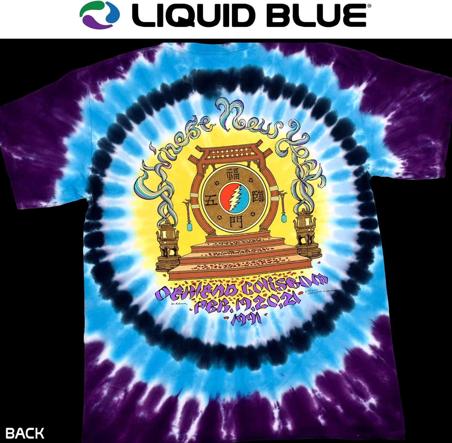 Liquid Blue Chinese New Year Vintage Band Tee – Grateful Dead T-Shirt, Organic Cotton, Dragon Graphic Concert Shirt for Men - Image 3