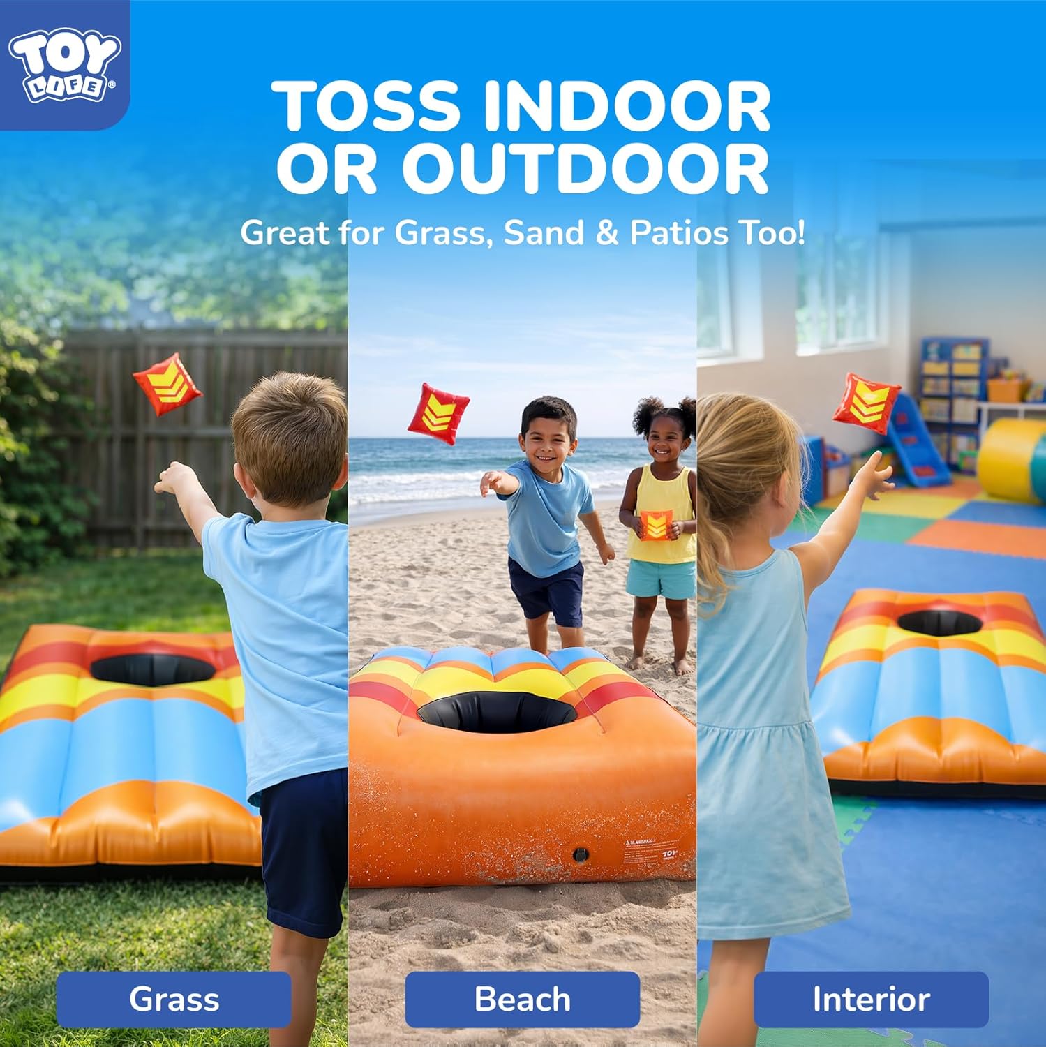 TOY Life 2 Sets Inflatable Pool Games Toys, Pool Cornhole Game Floating Toys for Adults Family, Water Games for Adults, Bean Bag Toss Game for Swimming Pools Orange