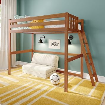 Max & Lily Classic High Loft Twin, with Ladder on End, Pecan